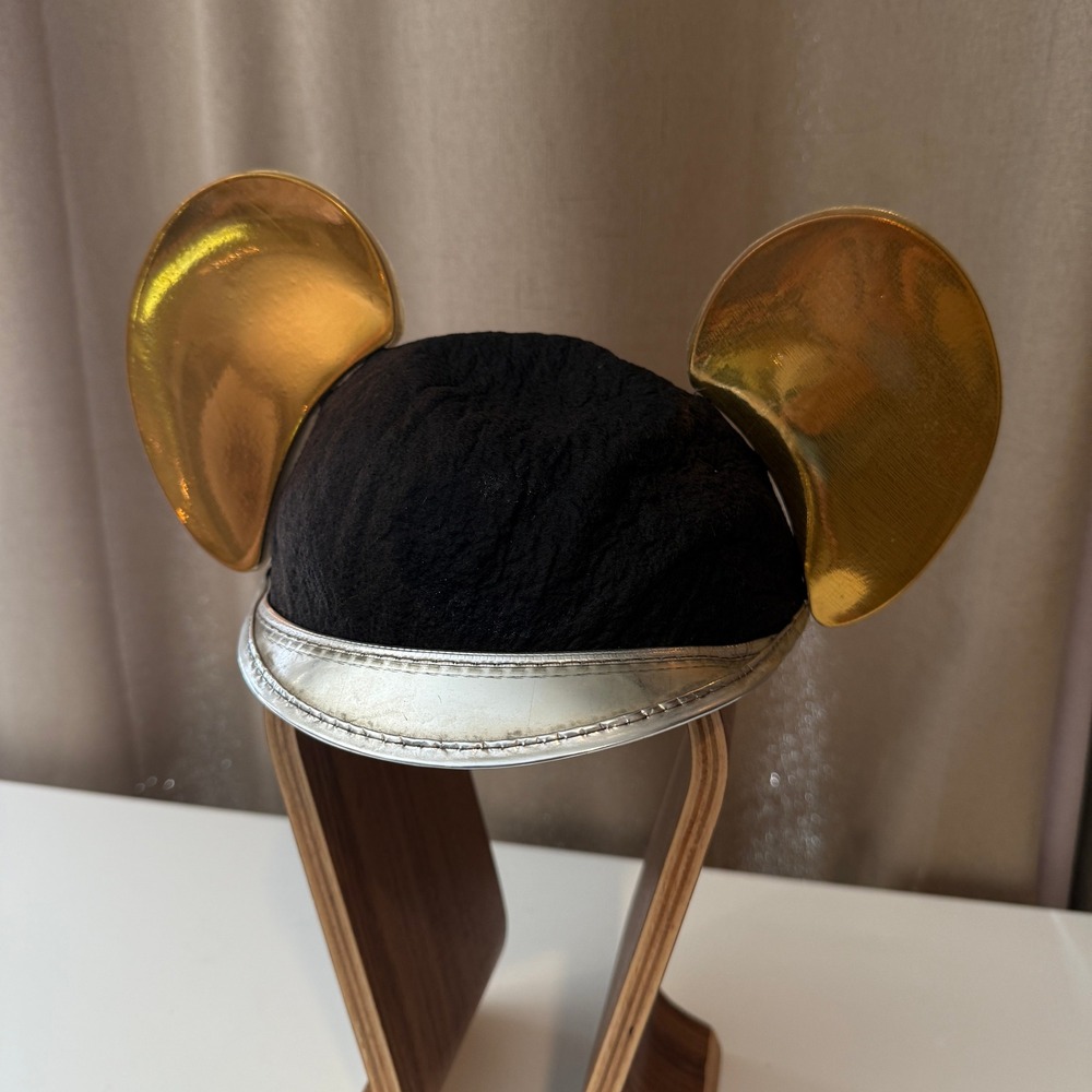 Disneyland 25th Anniversary Disney Mouse Ear Cap Black Gold Silver Metallic - Picture 2 of 6